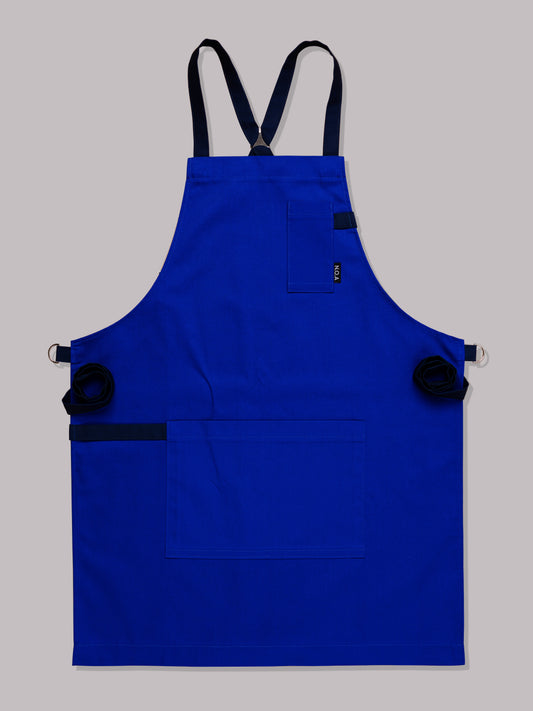 Șorț albastru chef NOA cu bretele bleumarin navy in X