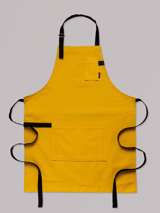 Șorț galben chef bucătar NOA – ediție profesională cu bretele negre
