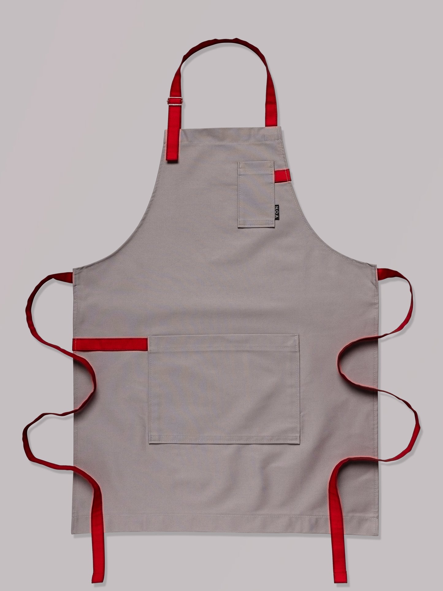 Șorț gri chef bucătar NOA – ediție profesională cu bretele rosii