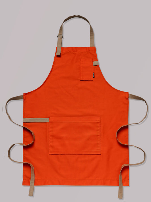 Șorț portocaliu chef bucătar NOA – ediție profesională cu bretele bej