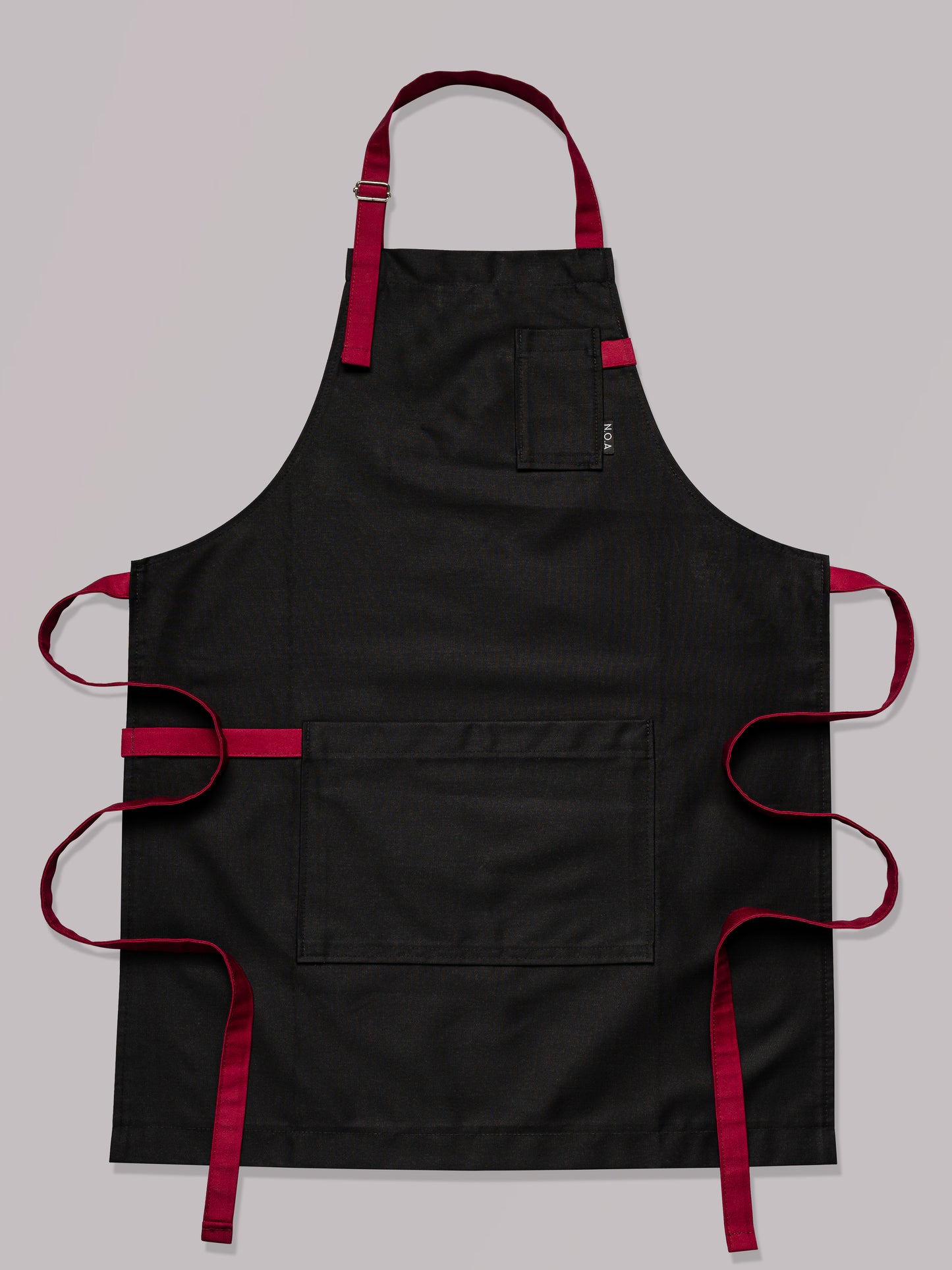 Șorț negru chef bucătar NOA – ediție profesională cu bretele burgundy
